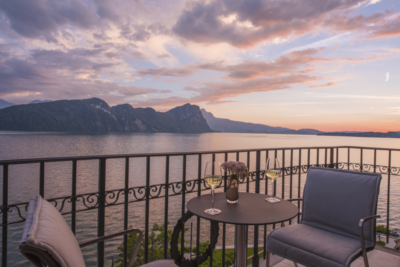 Sunset from room 401 at the Park Hotel Vitznau © Michelle Chaplow